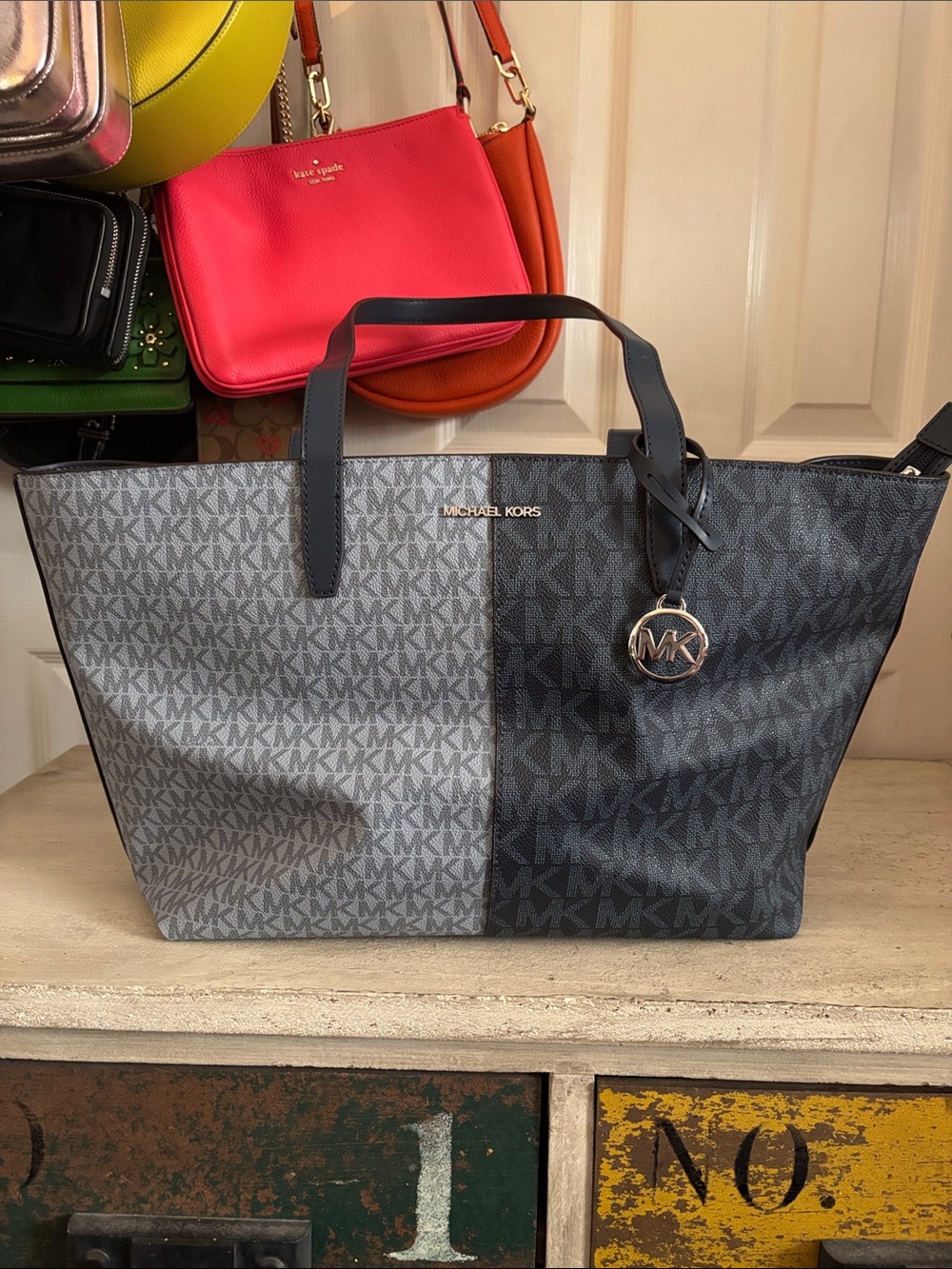 Michael Kors Two-Tone Navy & Light Blue Signature Tote
